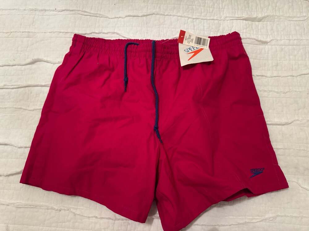 Vintage Speedo Men's Pink Cotton Swim Trunks Shorts Size Medium NWT